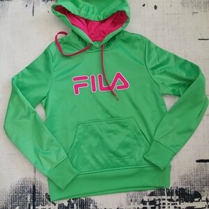 Fila Green Hoodie with Pink Logo and Lining